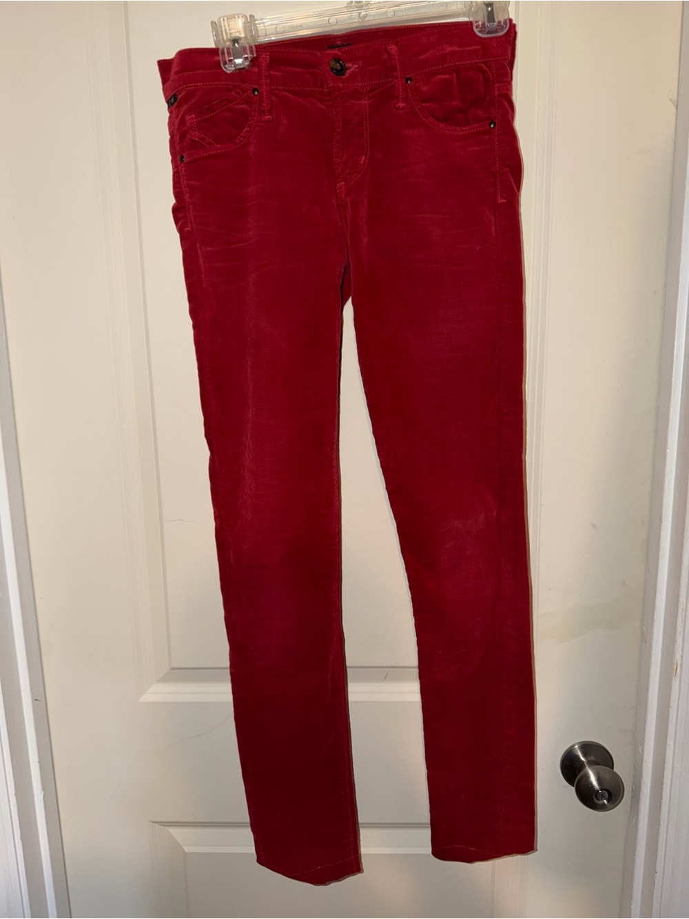 Citizens of Humanity Red Skinny Velvet Pants